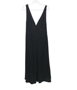 Line + Dot Black Deep V-Neck Wide Leg Cropped Jumpsuit Womens M